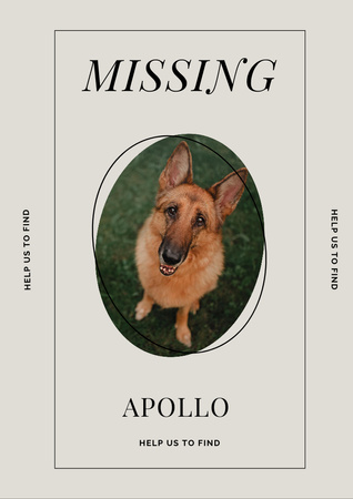 Lost Dog information with German Shepherd Flyer A4 Design Template