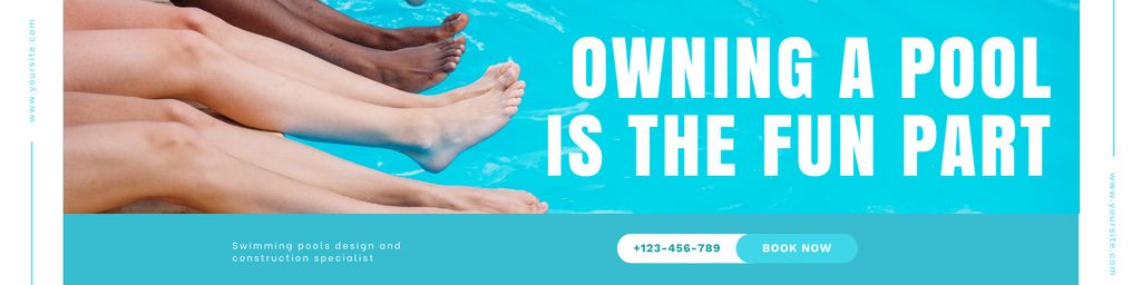 Accredited Swimming Pool Construction Company Promotion LinkedIn Cover Design Template