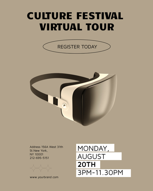 Virtual Cultural Festival Tour Announcement on Grey Poster 16x20in Modelo de Design