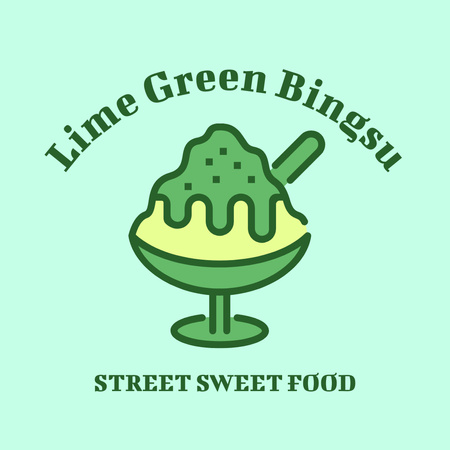 Sweet Shop Ad with Yummy Ice Cream in Green Logo Design Template