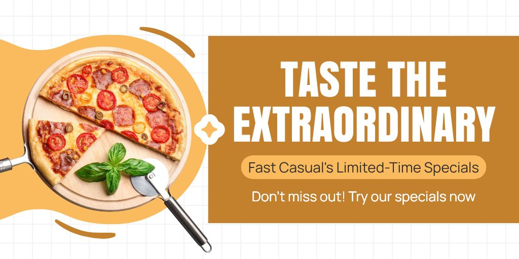 Ontwerpsjabloon van Twitter van Offer of Extraordinary Food from Fast Casual Restaurant