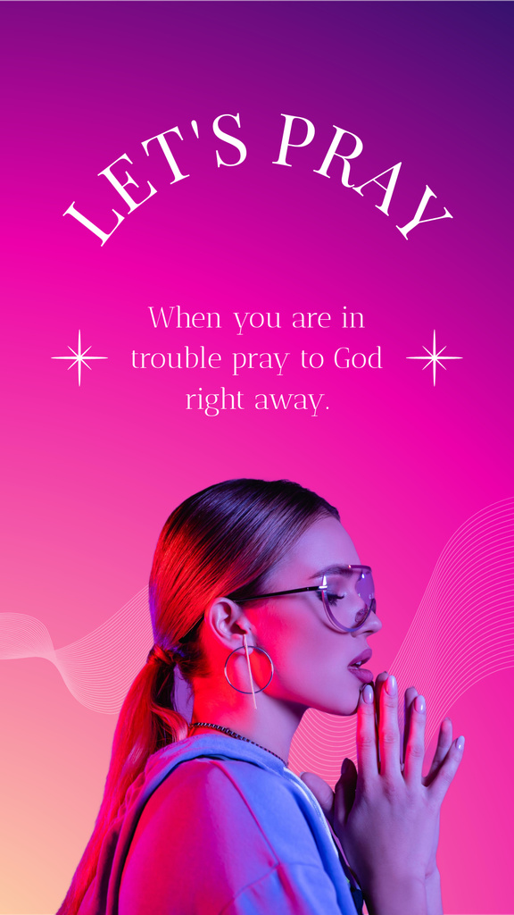 Plantilla de diseño de Let's Pray religious purple Instagram Story 