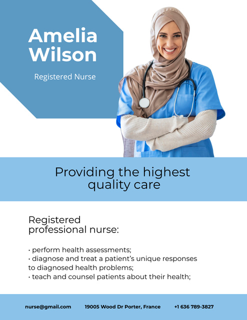 Skilled Nurse Care Services Offer With Description Poster 8.5x11in Πρότυπο σχεδίασης