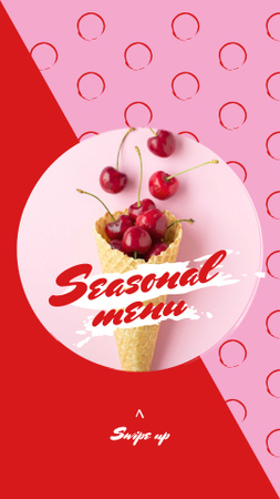 Cerejas vermelhas em casquinha de waffle Instagram Story Modelo de Design