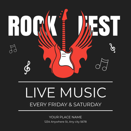 Modèle de visuel Annonce de l'événement du festival de musique rock - Instagram