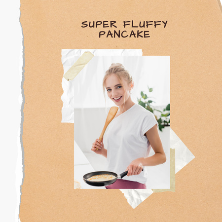 Pancakes with Honey and Blueberries for Breakfast Instagram Design Template