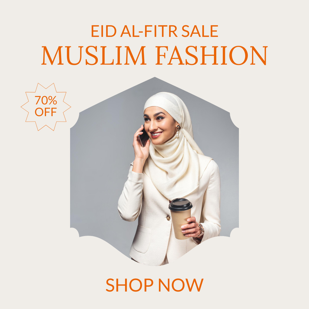 Muslim Fashion Clothes Sale Grey Instagram Design Template