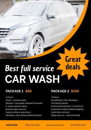 Full Car Wash Service Offer Poster Design Template