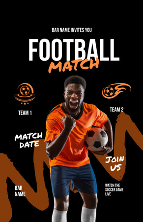 Ontwerpsjabloon van Invitation 5.5x8.5in van Football Match Announcement with Cheerful Player