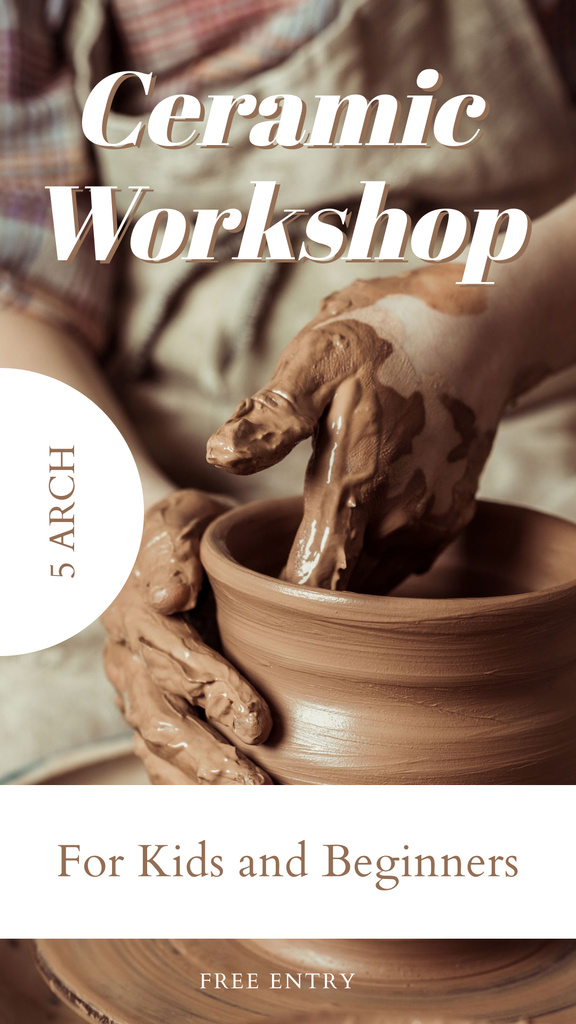 Ceramic Workshop For Kids And Beginners Instagram Story Design Template