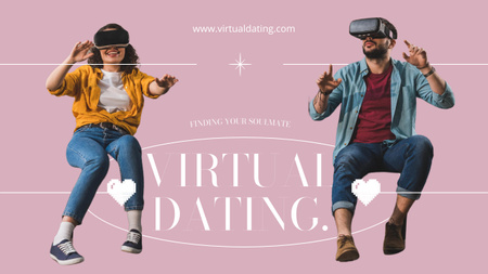 Virtual Dating with Couple in Virtual Reality Glasses Youtube Thumbnail Design Template