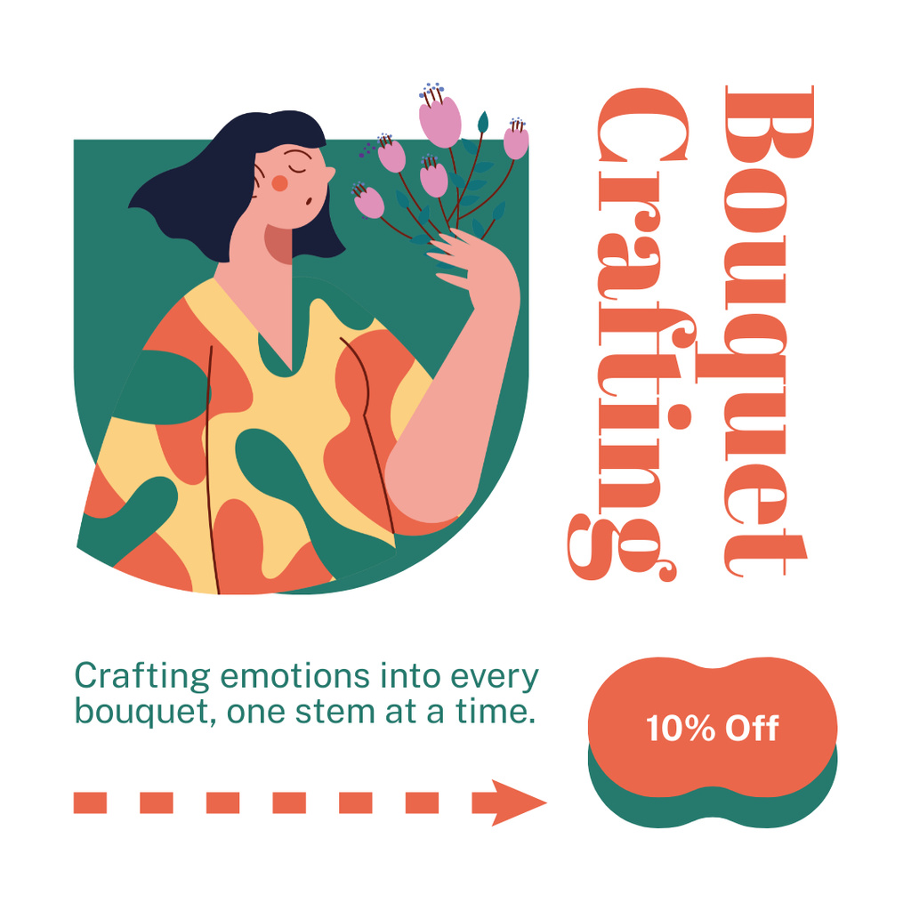 Designvorlage Creation of Craft Bouquets at Discount für Instagram