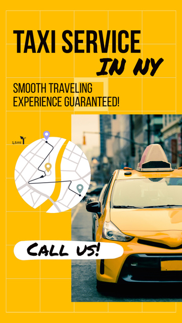 Taxi Service Offer In Yellow Instagram Video Story Modelo de Design