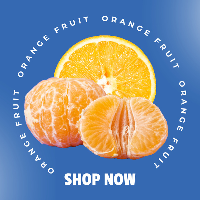 Juicy Orange And Mandarin Promotion In Blue Instagram Tasarım Şablonu