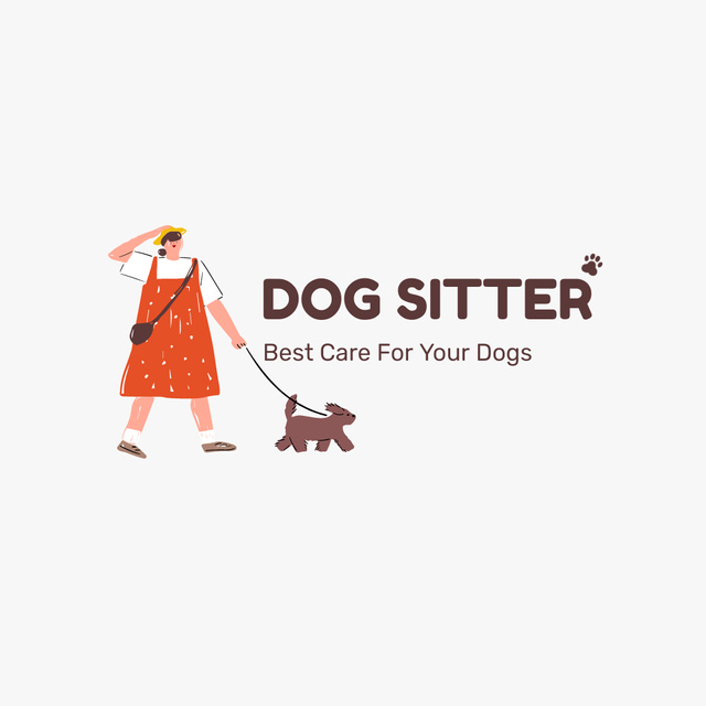 Dog Sitter Services Animated Logo Πρότυπο σχεδίασης