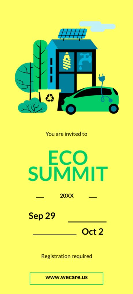 Eco Summit With Sustainable Technologies Discussing Invitation 9.5x21cm tervezősablon