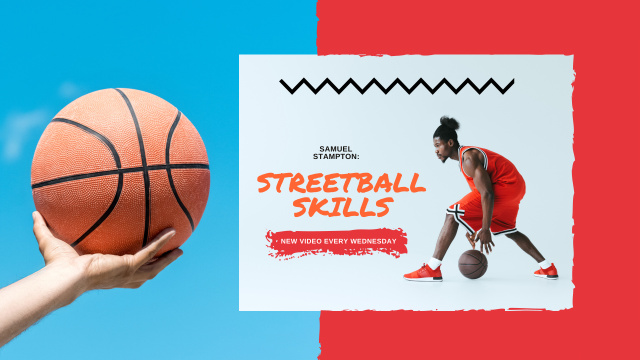 Designvorlage Sport Classes Ad with Basketball Player with Ball für Youtube