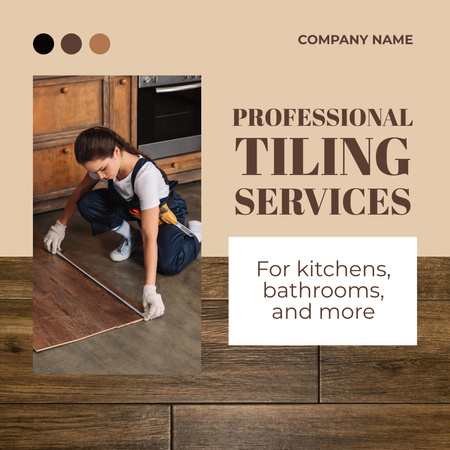 Woman Repairman working with Tile Instagram AD Design Template