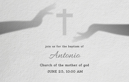 Platilla de diseño Baby Baptism Announcement with Christian Cross Invitation 4.6x7.2in Horizontal
