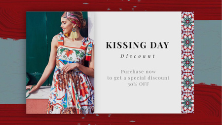Kissing Day Sale Woman in Bright Dress Full HD video Modelo de Design