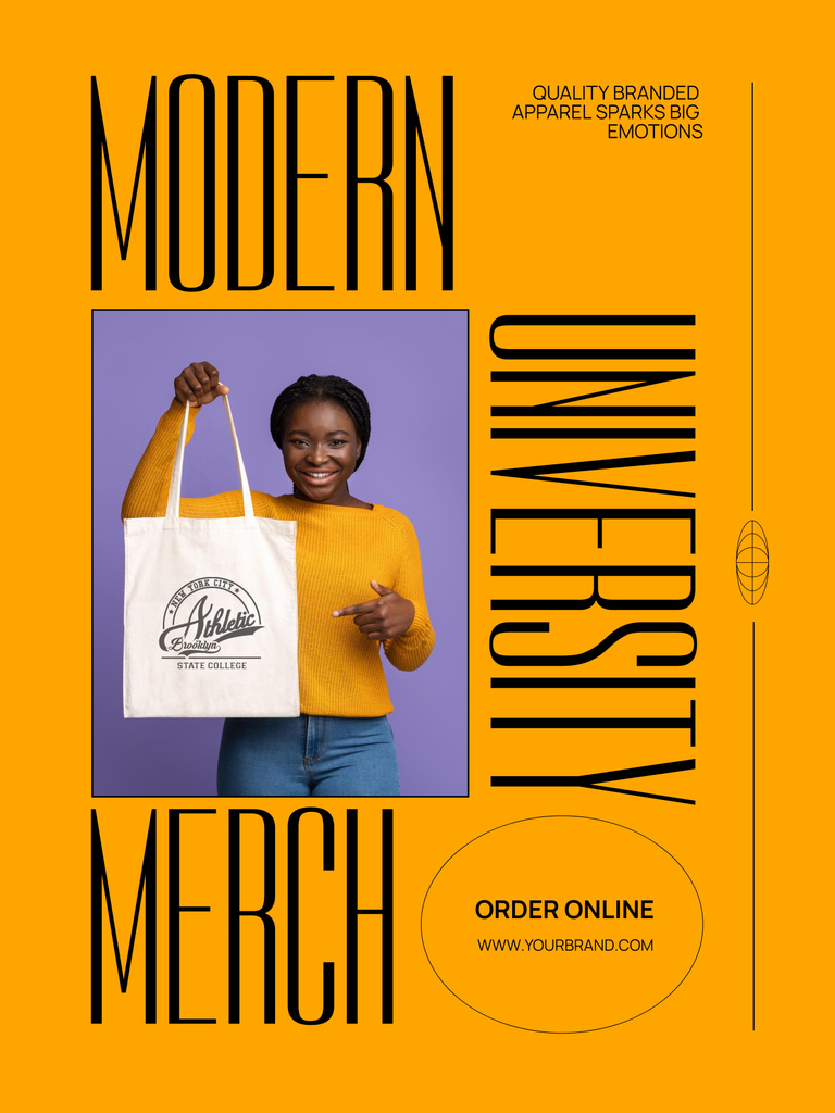 College Apparel and Merchandise with African American Woman Poster 36x48in Design Template
