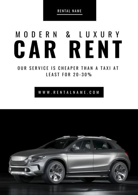 Car Rental Services Offer with SUV Poster A3 Design Template