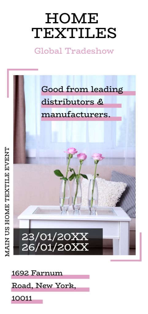 Modèle de visuel Home Textiles Event Announcement with Roses in Vases - Flyer DIN Large