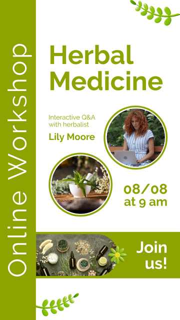 Plantilla de diseño de Awesome Herbal Medicine Online Workshop Announcement Instagram Video Story 
