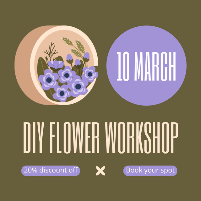 Announcement of March Flower Workshop Instagram Design Template