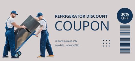 Refrigerator Discount Beige and Blue Coupon 3.75x8.25in Design Template