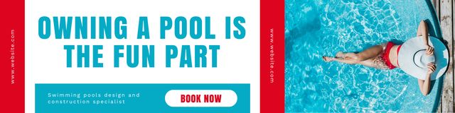 Durable Swimming Pool Construction Company Promotion LinkedIn Cover Πρότυπο σχεδίασης
