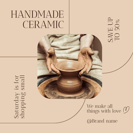 Offer Discounts on Handmade Ceramics Instagram Design Template
