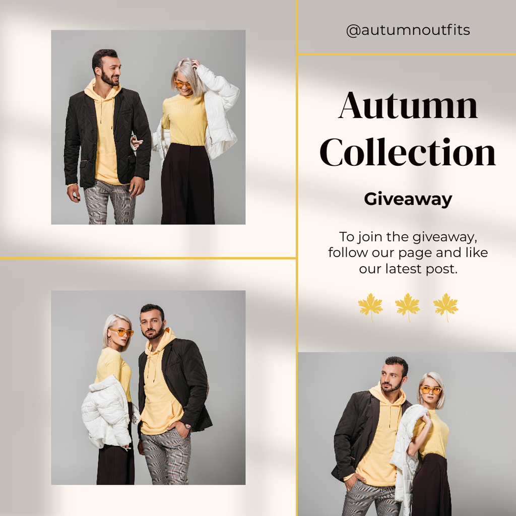 Ontwerpsjabloon van Instagram van Fall Collection of Clothes for Couples And Giveaway Announcement