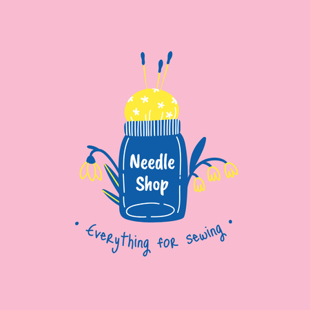 Needle Shop Ad Logo Design Template