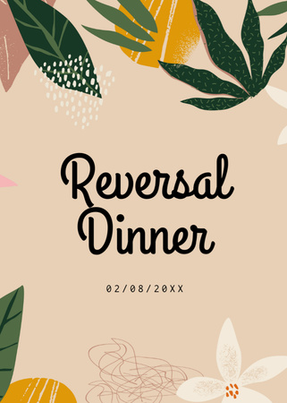 Plantilla de diseño de Reversal Dinner Announcement In Floral Frame Postcard 5x7in Vertical 