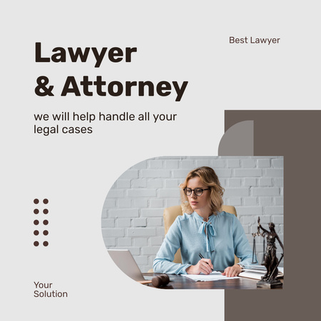 Woman Lawyer at Workplace Instagram Design Template