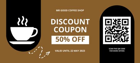 Simple Brown Voucher on Coffee Coupon 3.75x8.25in Design Template