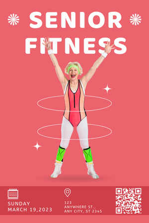 Fitness edzés időseknek ajánlat piros színben Pinterest tervezősablon