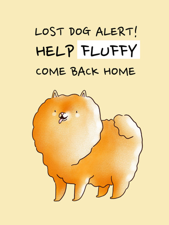 Designvorlage Nette Illustration des verlorenen Hundes für Poster US