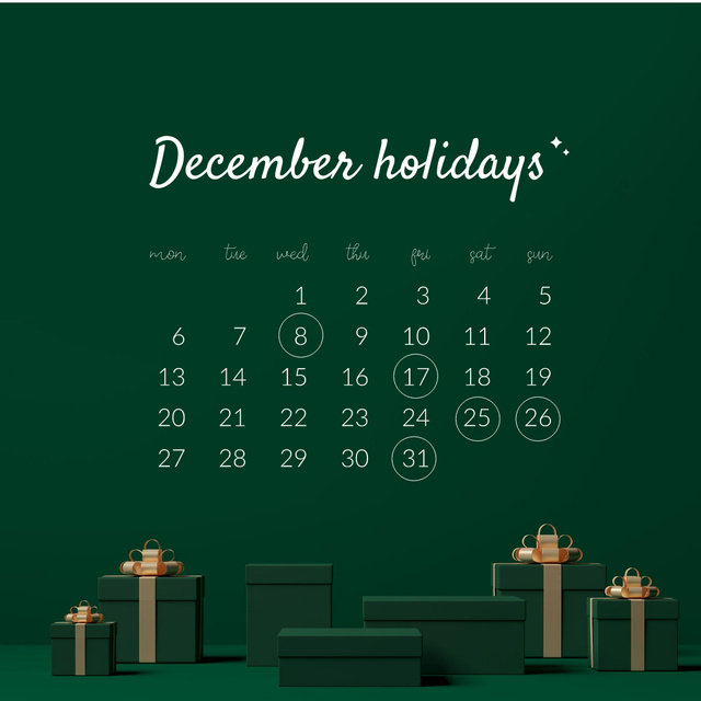 Winter Calendar with Festive Gifts Instagramデザインテンプレート