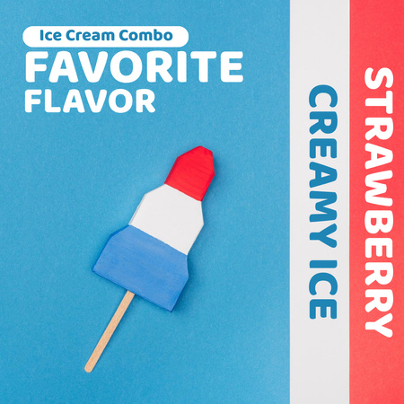 Red White and Blue Ice Cream Instagram Design Template
