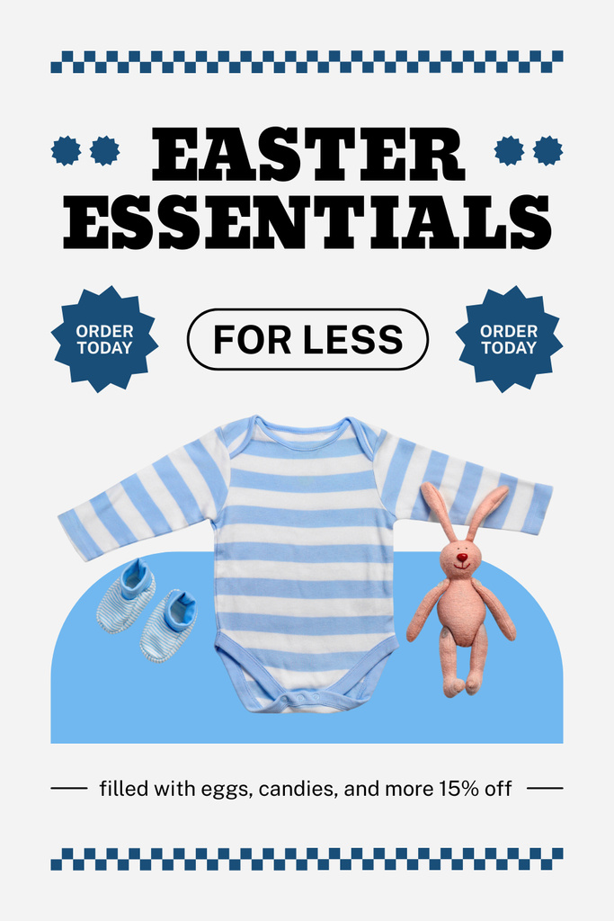 Easter Essentials Ad with Cute Kids' Clothing Pinterest Tasarım Şablonu