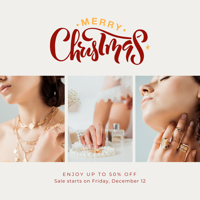Merry Christmas Sale for Jewelry Instagramデザインテンプレート