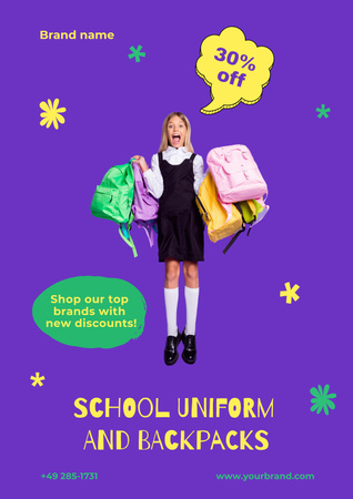 Vissza az iskolába Egyenruhák és hátizsákok különleges ajánlata Poster tervezősablon