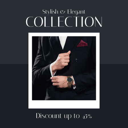 Platilla de diseño Sale Announcement with Man wearing Stylish Watch Instagram