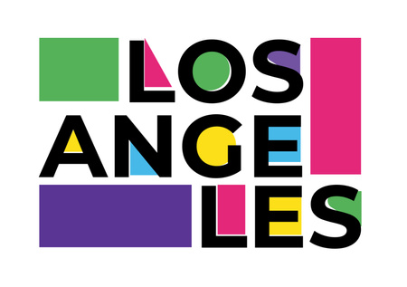 Los Angeles Colorful Inscription Postcard A5 Design Template