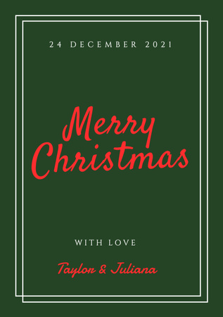 Рождественское поздравление с рукописным текстом на зеленом Postcard A5 Vertical – шаблон для дизайна