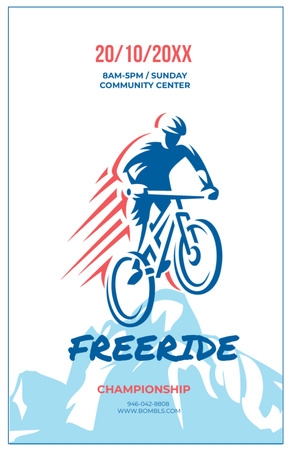 Freeride Championship Announcement Cyclist In Mountains Invitation 5.5x8.5in Design Template