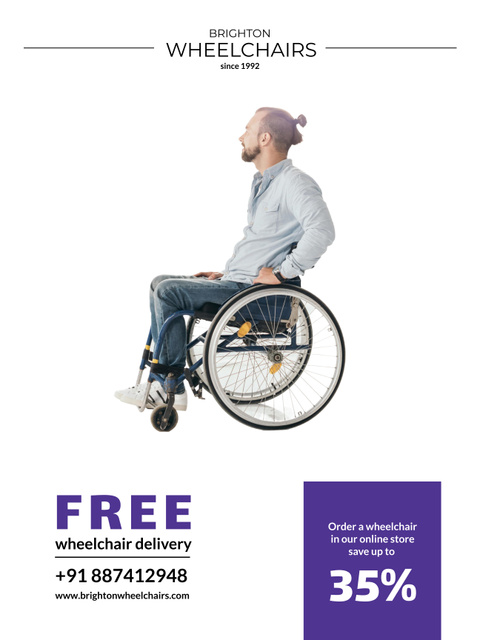 Wheelchairs Store Ad with Discount Offer Poster 36x48in Design Template