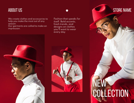Fashion Ad with Stylish Man Brochure 8.5x11in Z-fold Design Template
